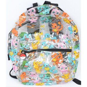 Pokemon Clear Backpack Pikachu, Squirtie, Charmander Large 16 Inch Full Size